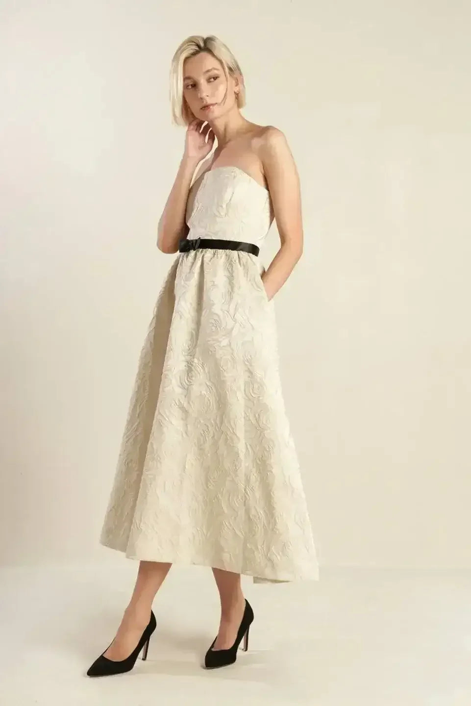 GET WHAT YOU NEED CHAMPAGNE MIDI DRESS