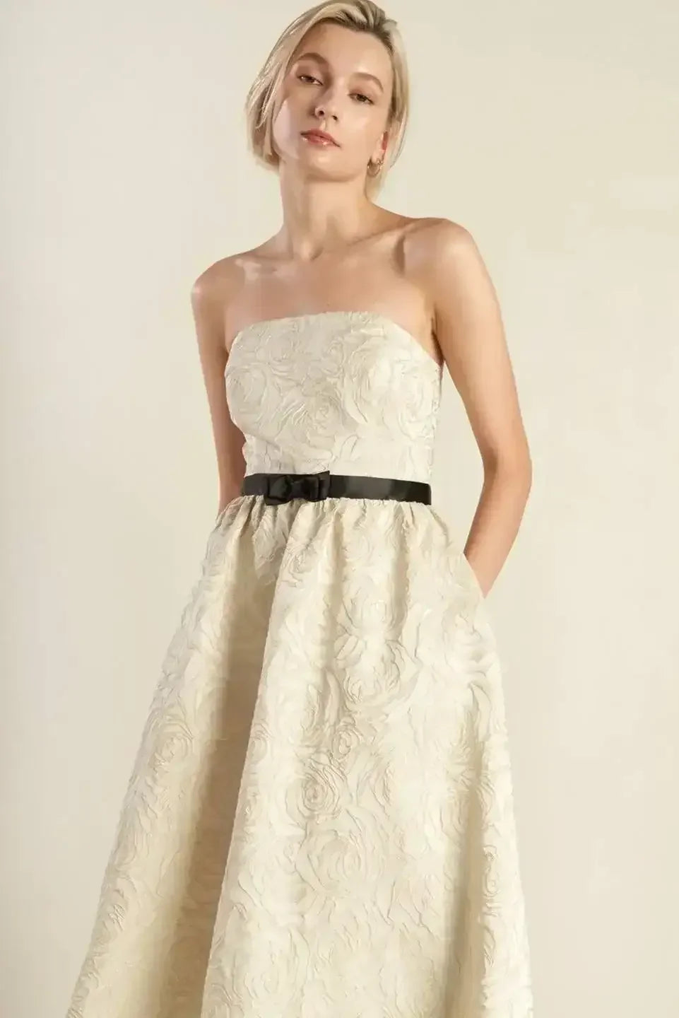 GET WHAT YOU NEED CHAMPAGNE MIDI DRESS