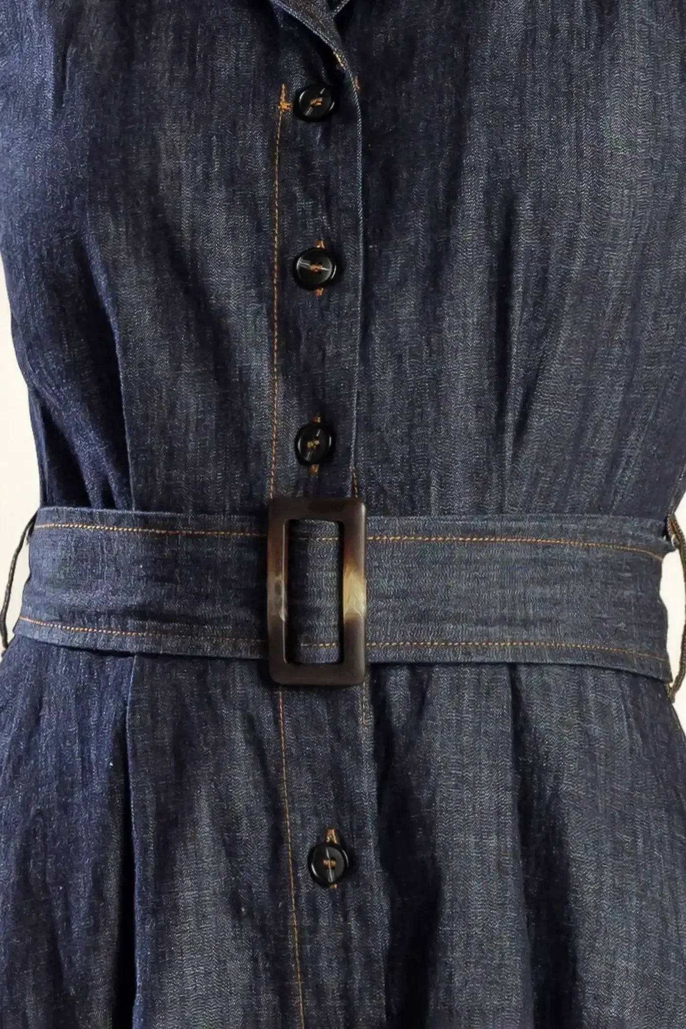 OASIS OF CALM - INDIGO - A-LINE DENIM MIDI DRESS