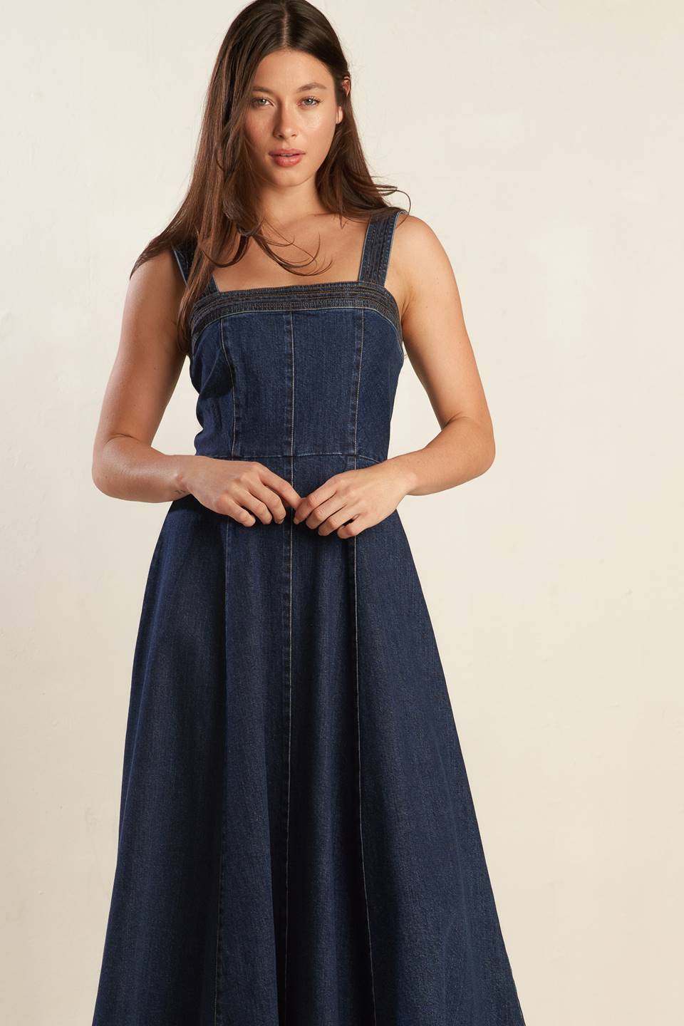 Lady Black Tie - Dominique Dark Denim Midi Dress - Size S Lady Black Tie - Dominique Dark Denim Midi Dress - Size S