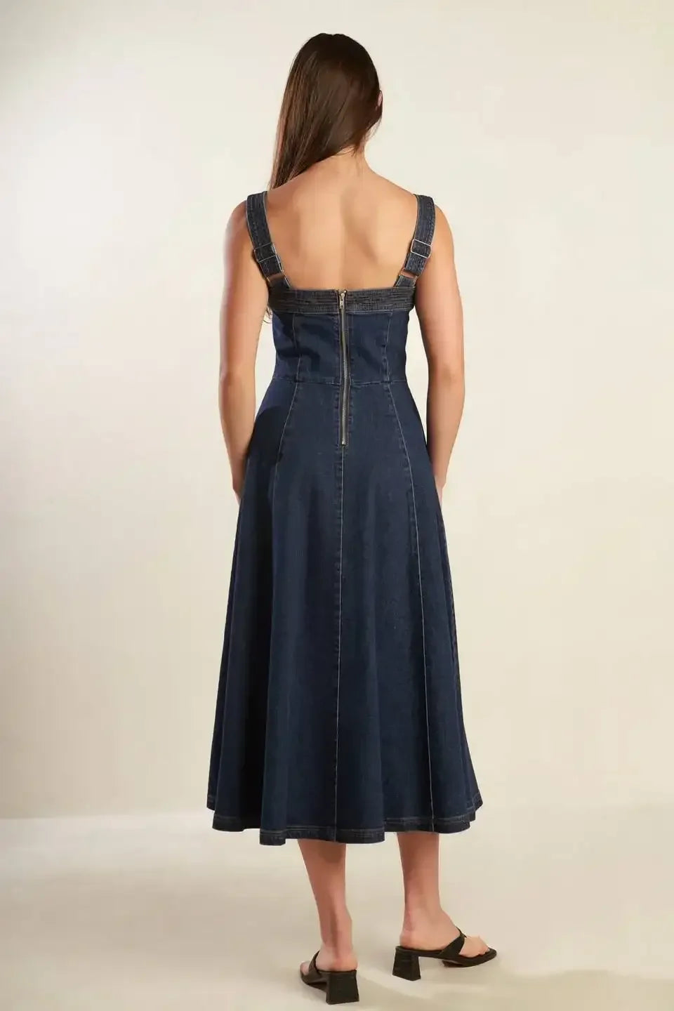 DOMINIQUE DARK DENIM MIDI DRESS