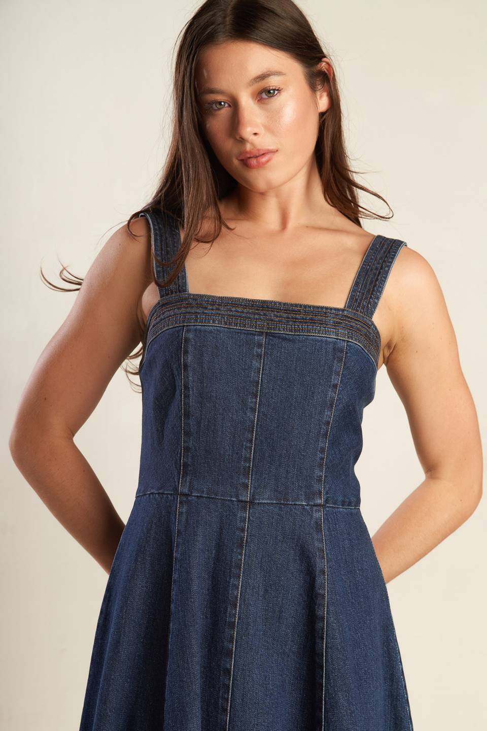 Lady Black Tie - Dominique Dark Denim Midi Dress - Size S Lady Black Tie - Dominique Dark Denim Midi Dress - Size S