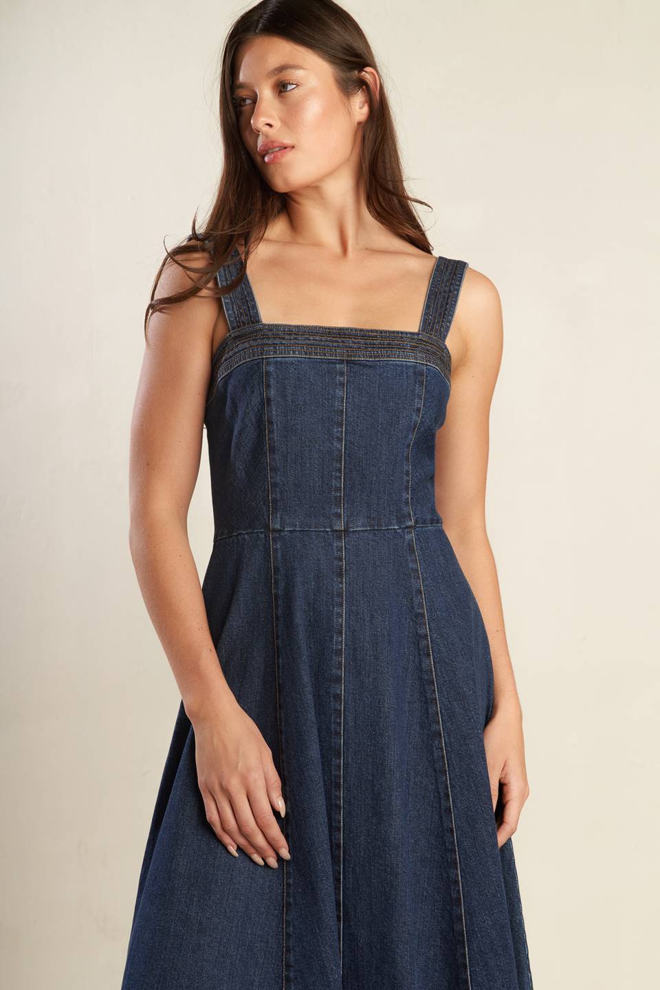 Lady Black Tie - Dominique Dark Denim Midi Dress - Size S Lady Black Tie - Dominique Dark Denim Midi Dress - Size S