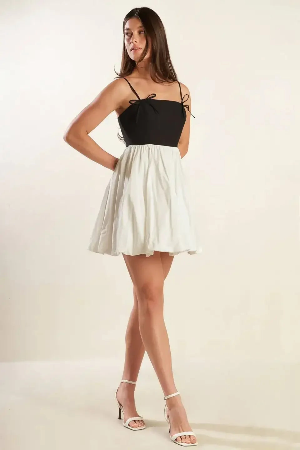 SLAY ALL DAY - BLACK & WHITE MINI DRESS