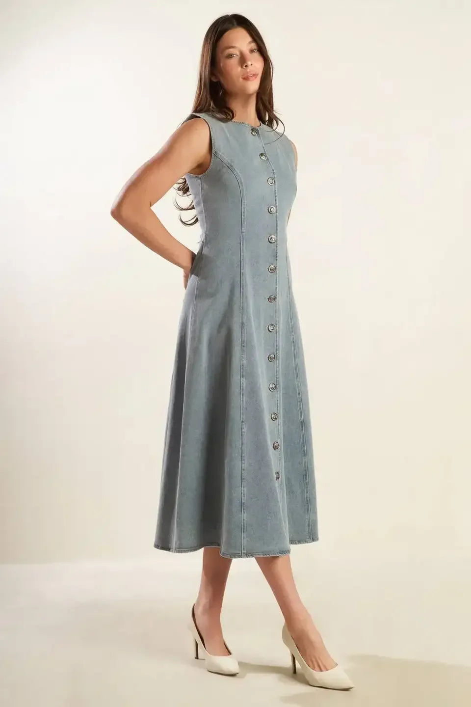 NAUTICAL & NICE - LIGHT DENIM - MIDI DRESS