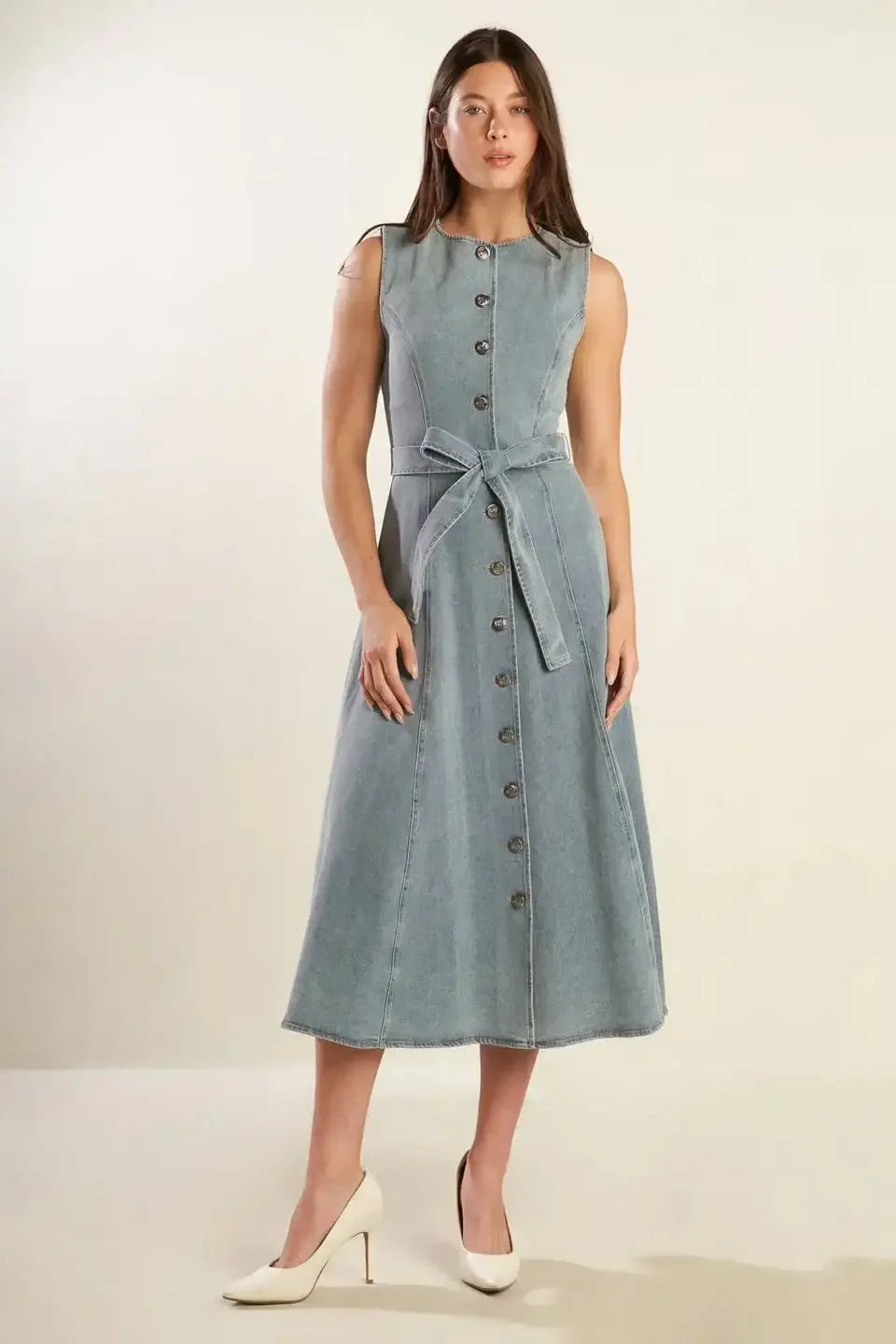 NAUTICAL & NICE - LIGHT DENIM - MIDI DRESS