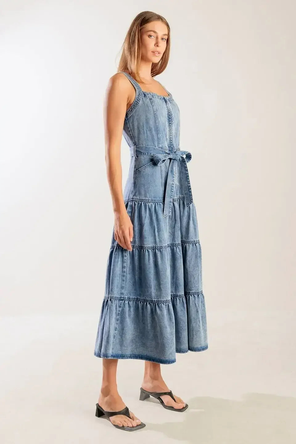 SUNSHINE STATE OF MIND INDIGO ZIP FRONT DENIM DRESS