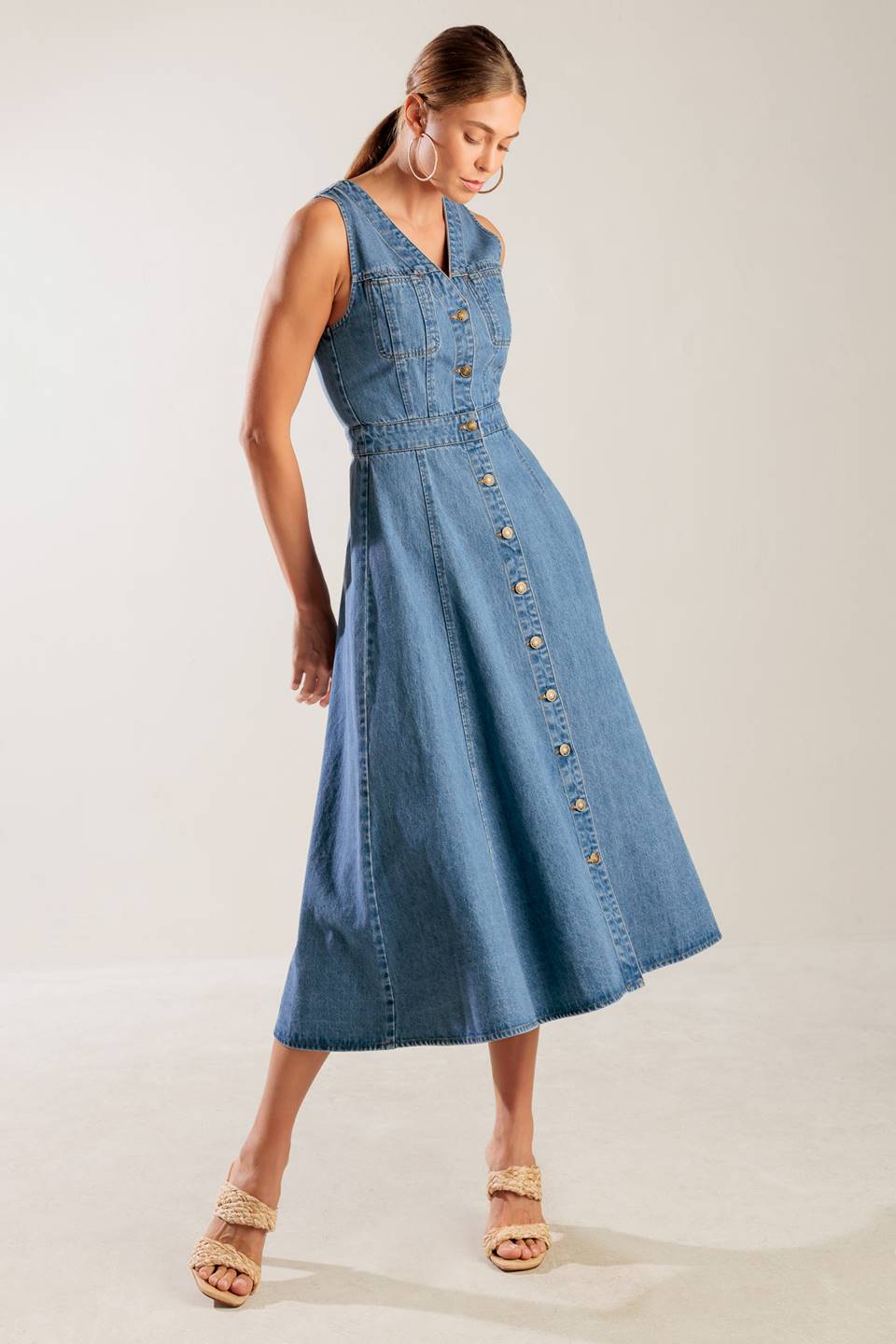 Lady Black Tie - The Journey Begins Blue Denim Midi Dress - Size L Lady Black Tie - The Journey Begins Blue Denim Midi Dress - Size L