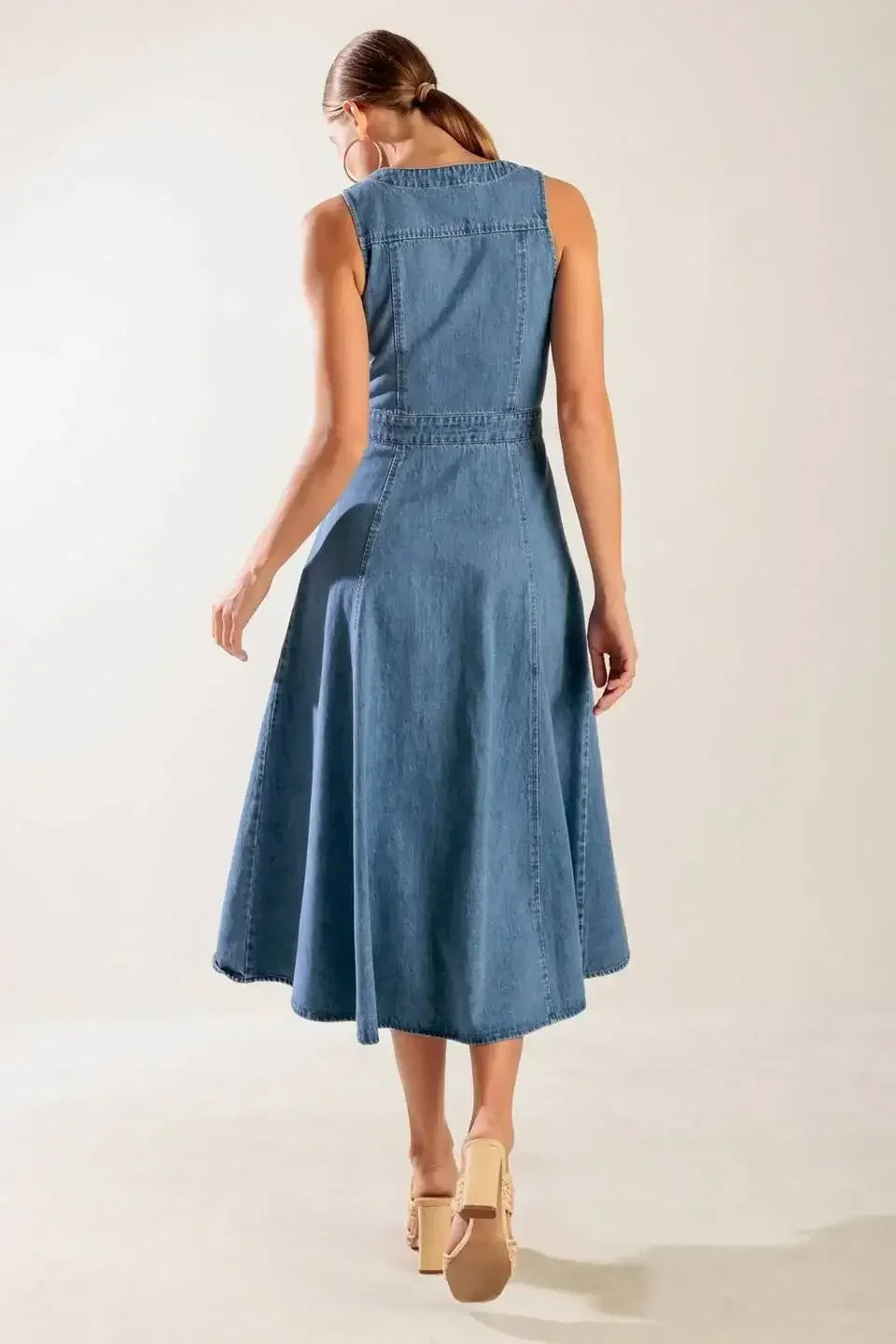 THE JOURNEY BEGINS BLUE DENIM MIDI DRESS