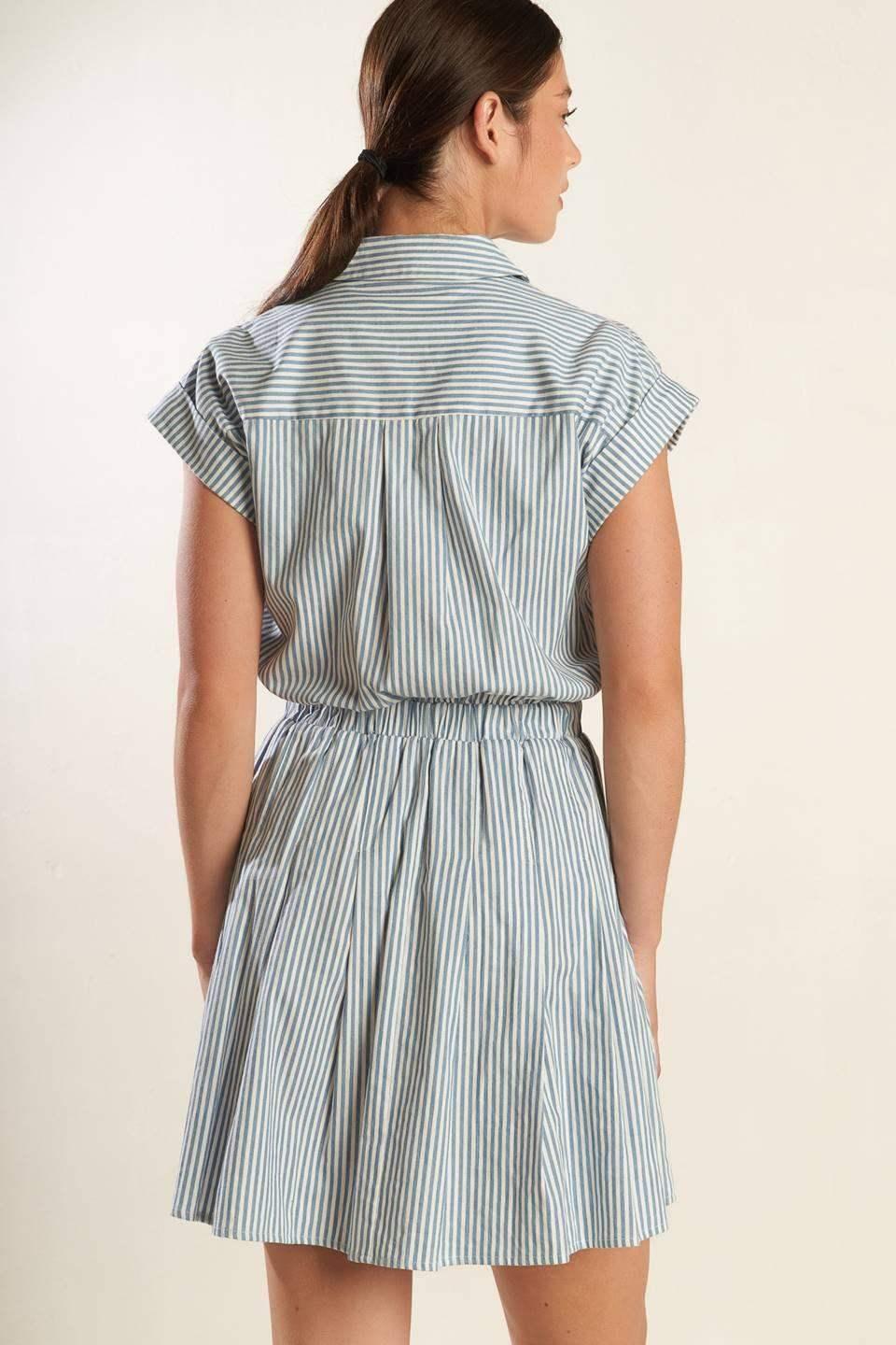 HARBOR DAYS - BLUE STRIPE MINI DRESS WITH POCKETS