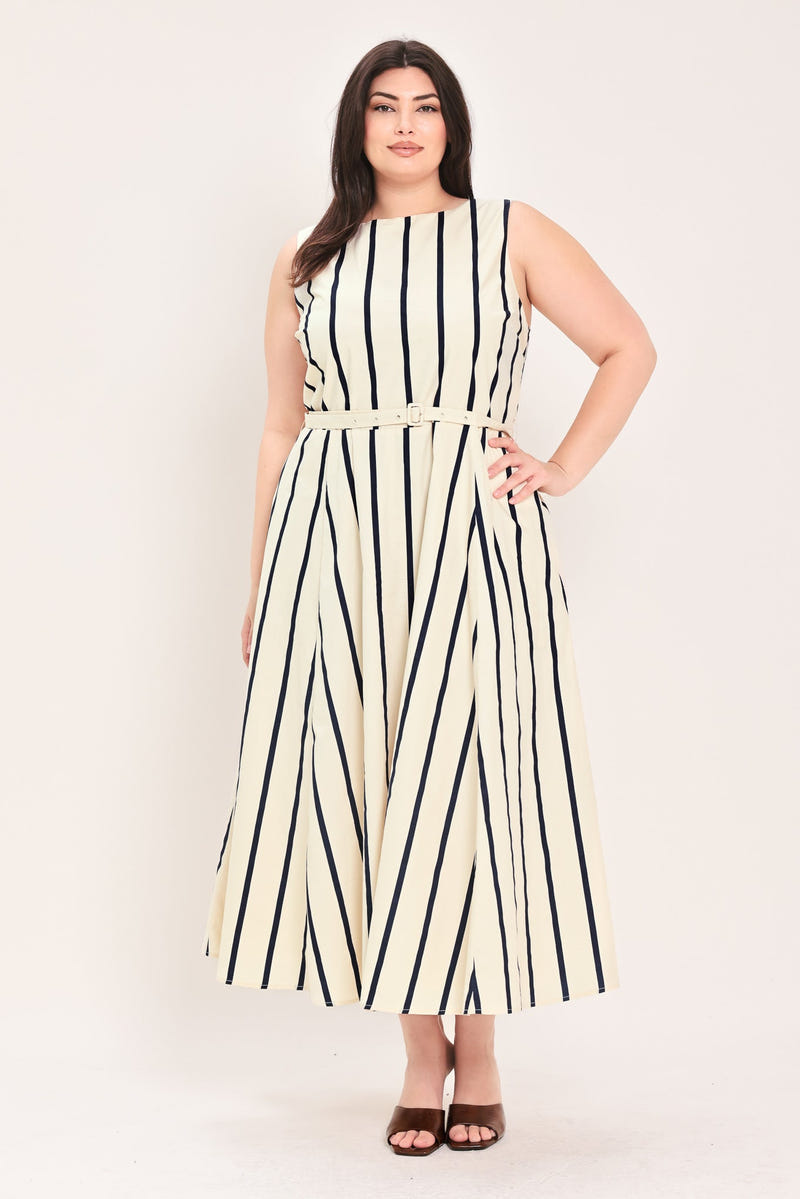 SAIL AWAY STRIPED MIDI DRESS