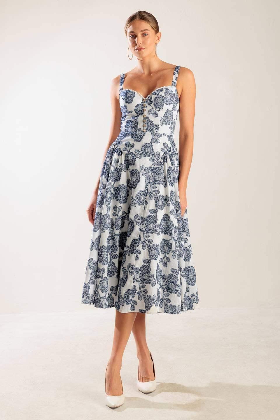 EXPLORING NEW INTERESTS MIDI DRESS - FINAL SALE