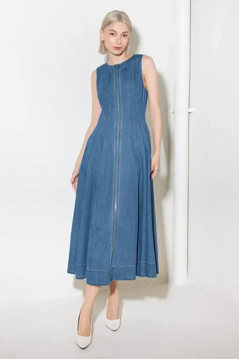 Perry Washed Denim Midi Dress