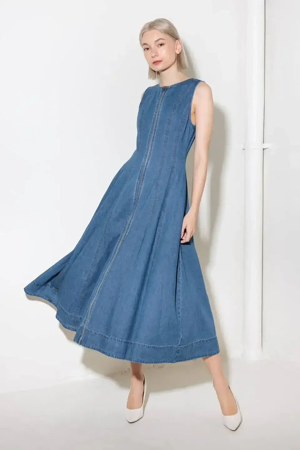 Perry Washed Denim Midi Dress