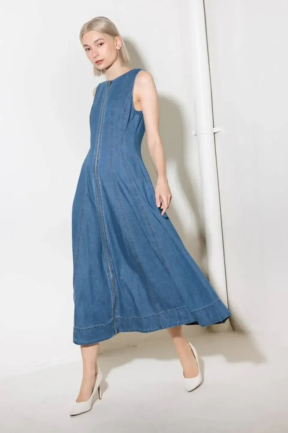 Perry Washed Denim Midi Dress