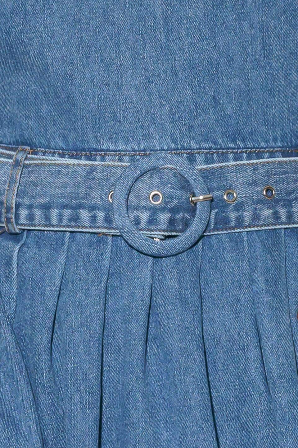 EFFORTLESS EDGE - OPEN BACK DENIM MIDI DRESS