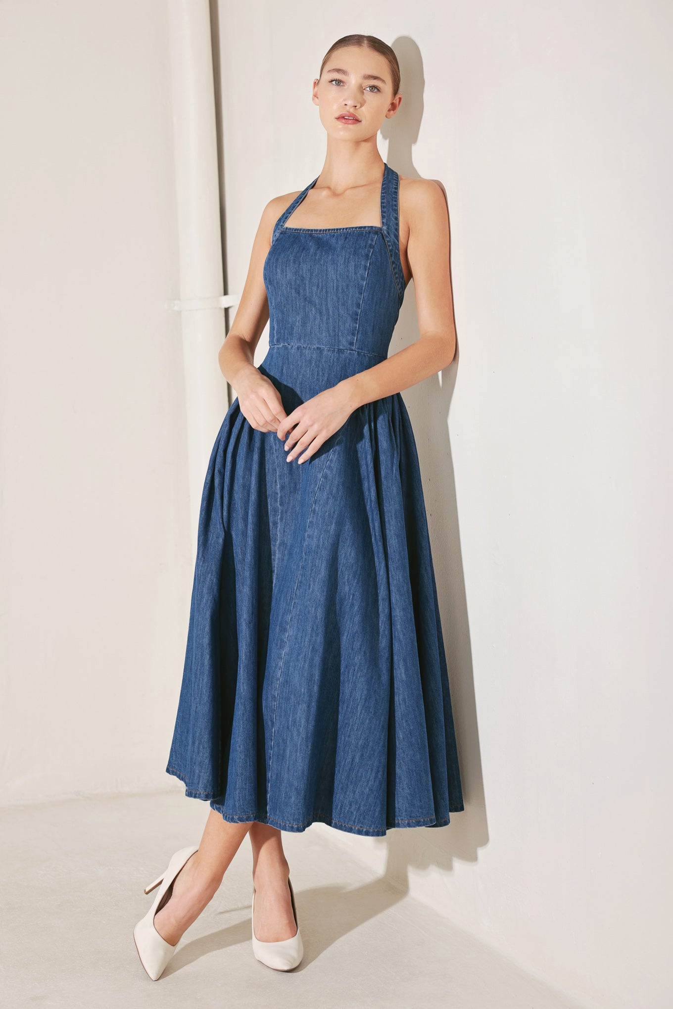 AMERICAN SUMMER DENIM MIDI DRESS