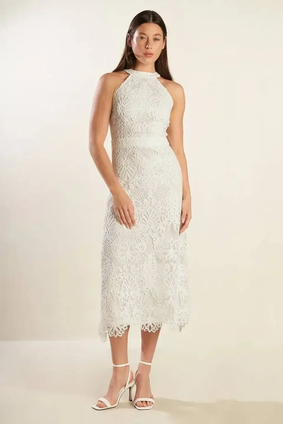 CATCHING DREAMS WOVEN LACE MIDI DRESS - FINAL SALE