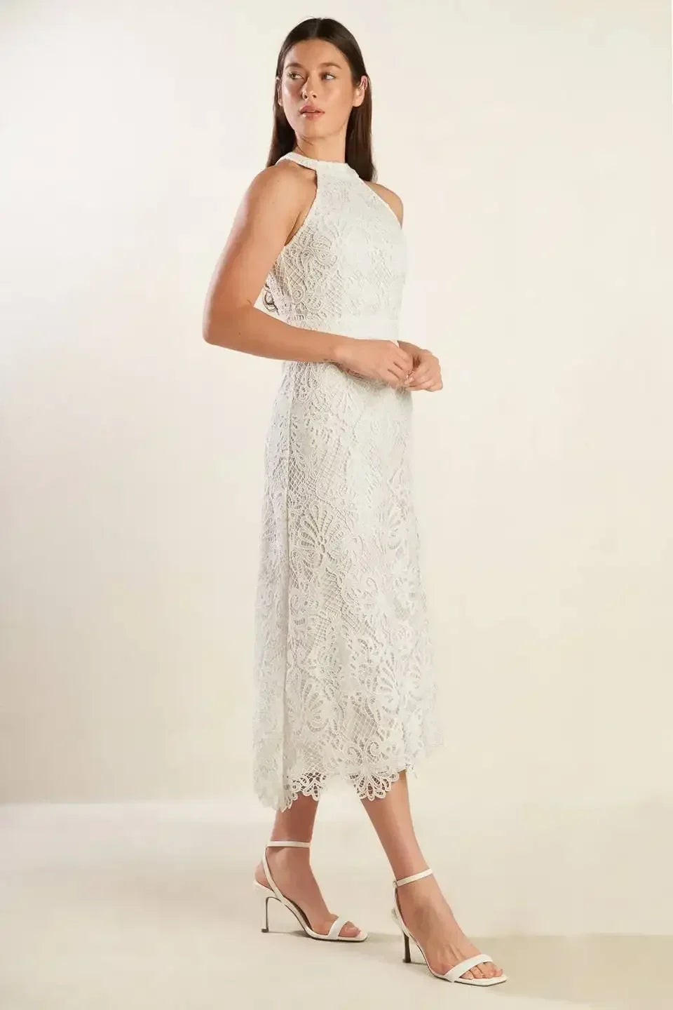 CATCHING DREAMS WOVEN LACE MIDI DRESS - FINAL SALE