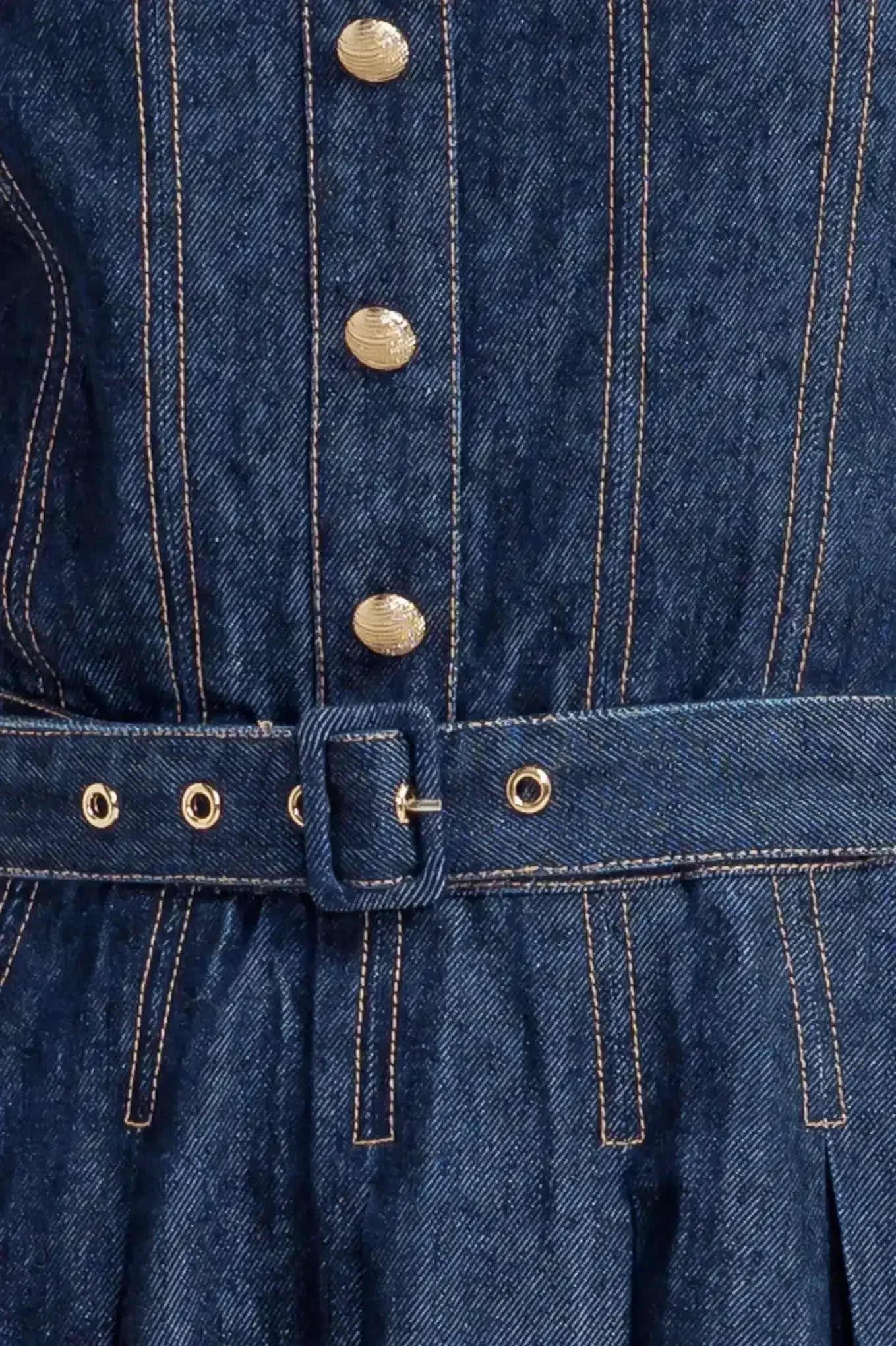 MOONLIGHT SERENADE DARK DENIM MIDI DRESS - FINAL SALE