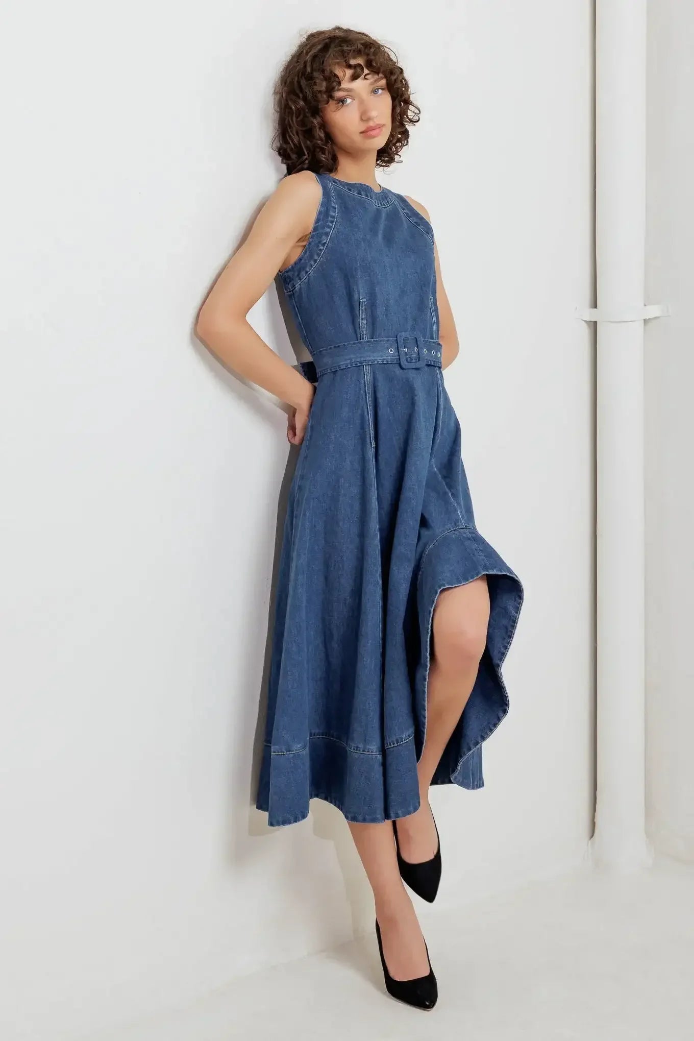 POET’S MUSE DENIM MIDI DRESS