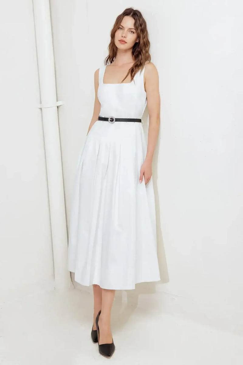 REVERIE WHITE MIDI DRESS