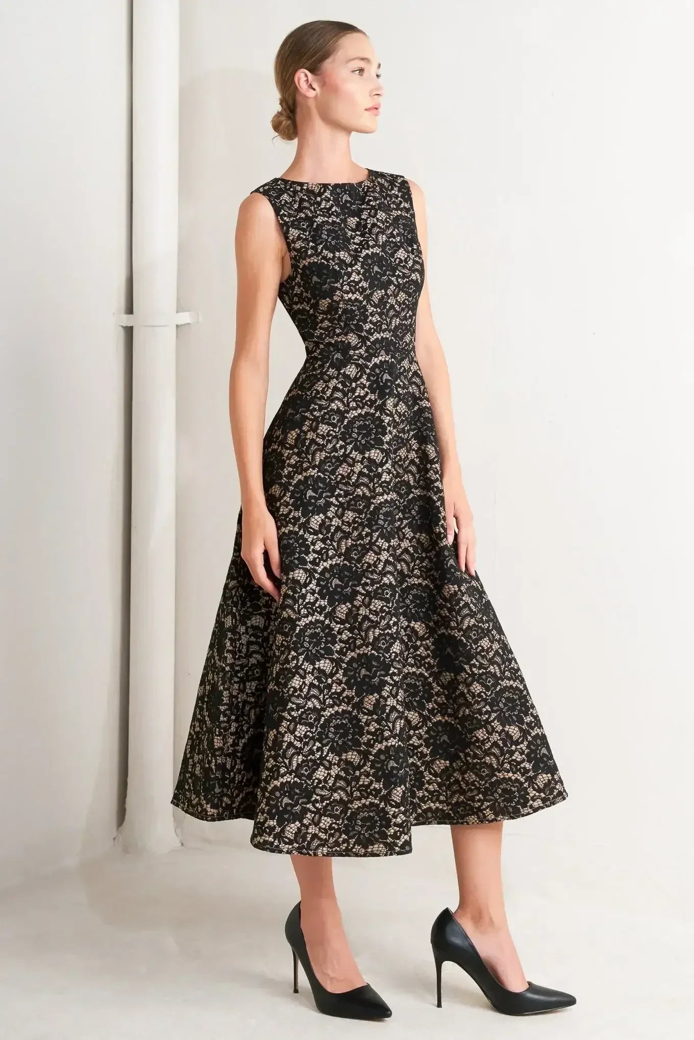 NIGHTFALL CHIC LACE MIDI DRESS - FINAL SALE