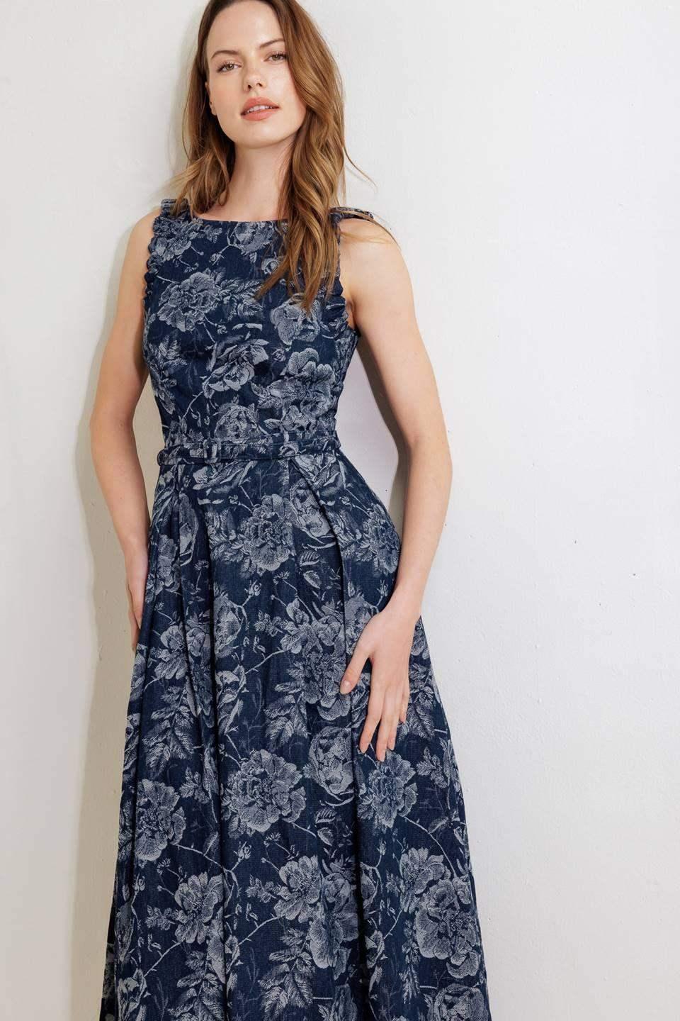 ROSE DENIM MIDI DRESS