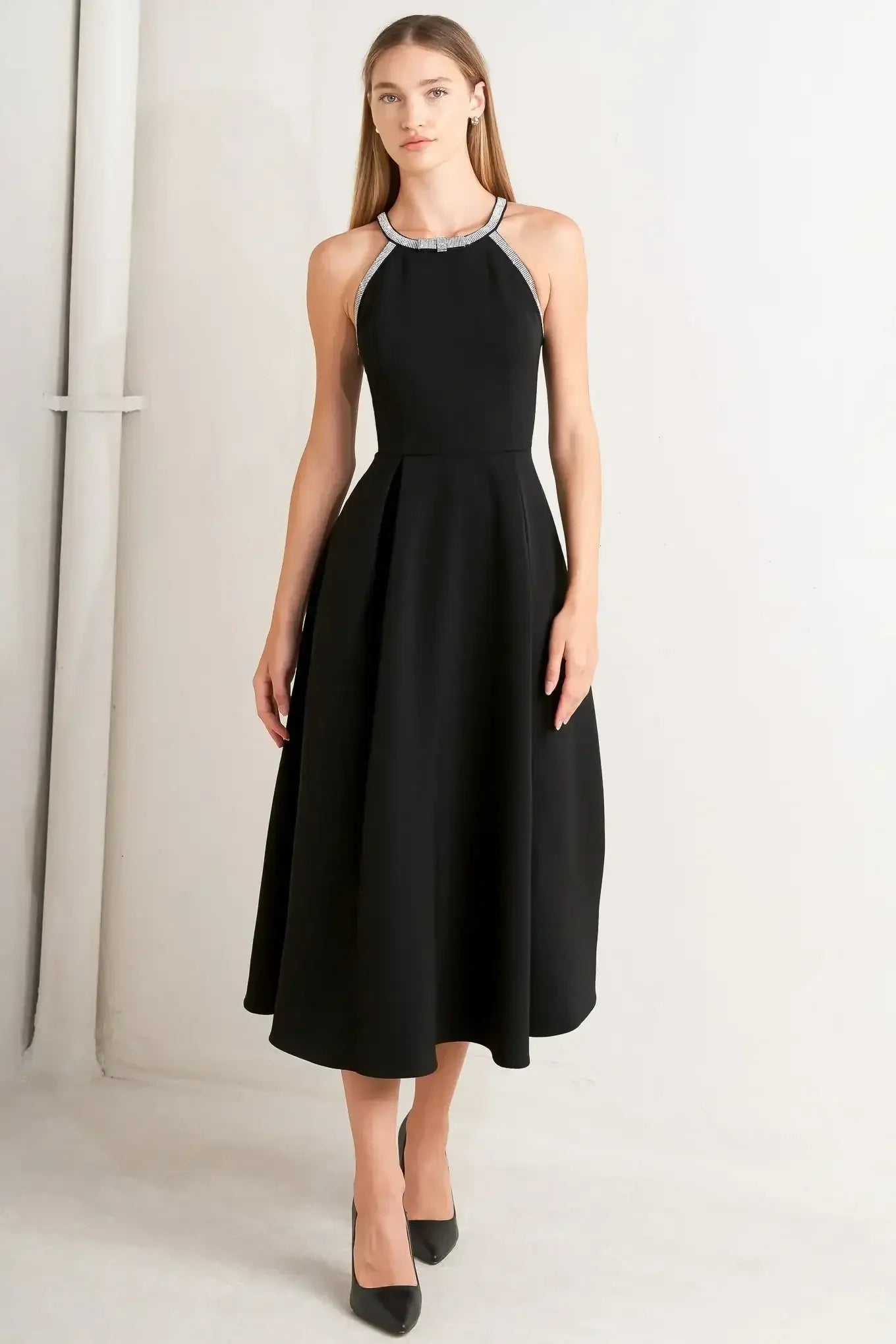 GALAXY CHARM BLACK MIDI DRESS