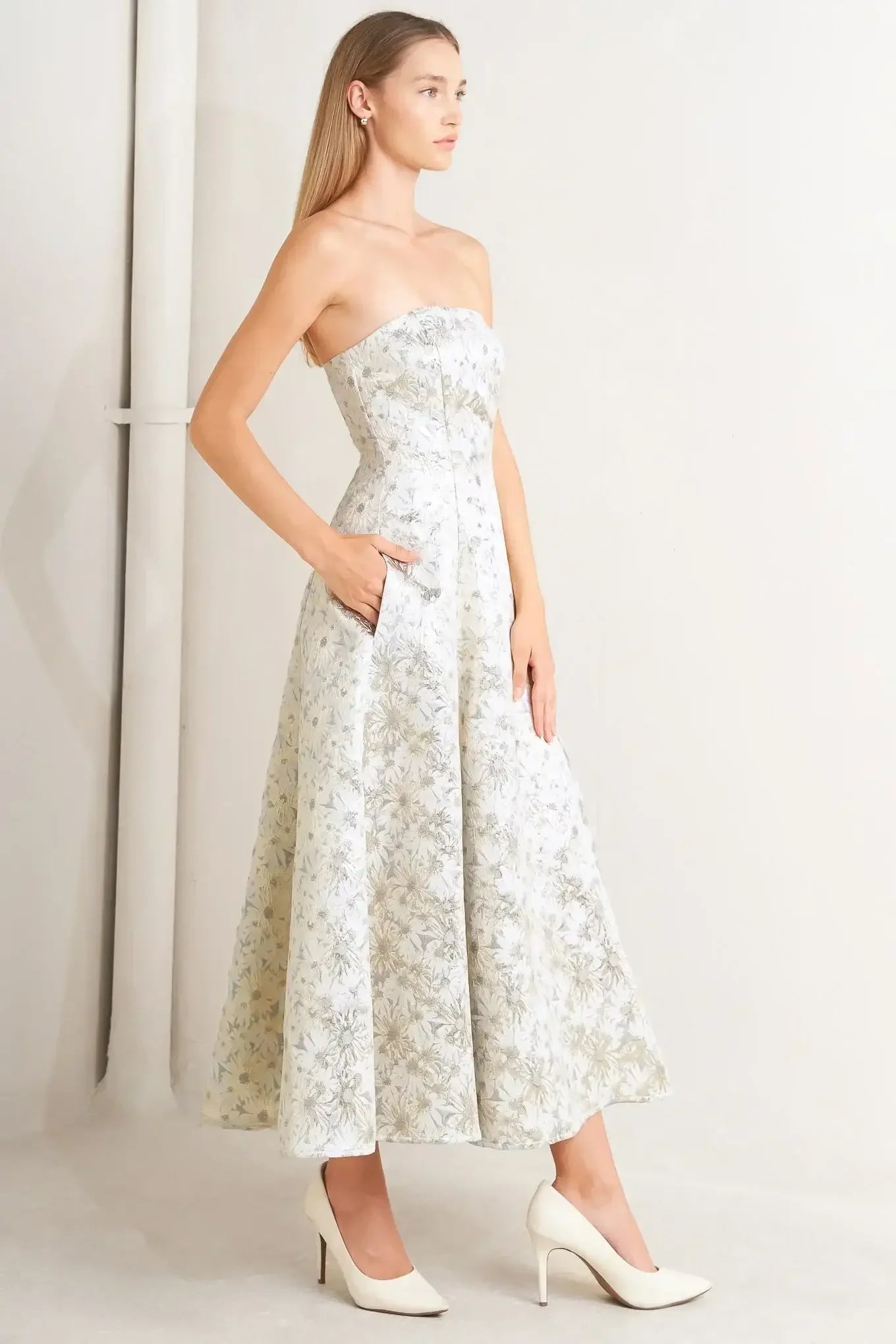 Strapless floral dress