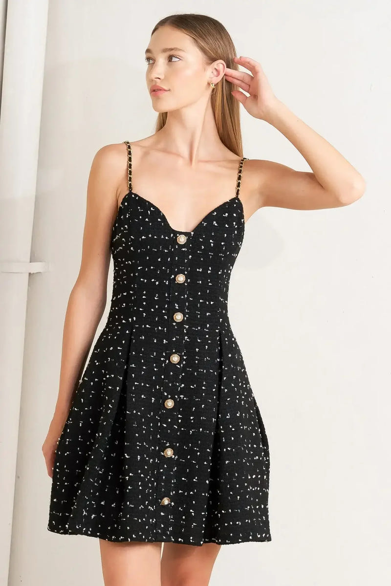 FRENCH CODE BLACK TWEED MINI DRESS