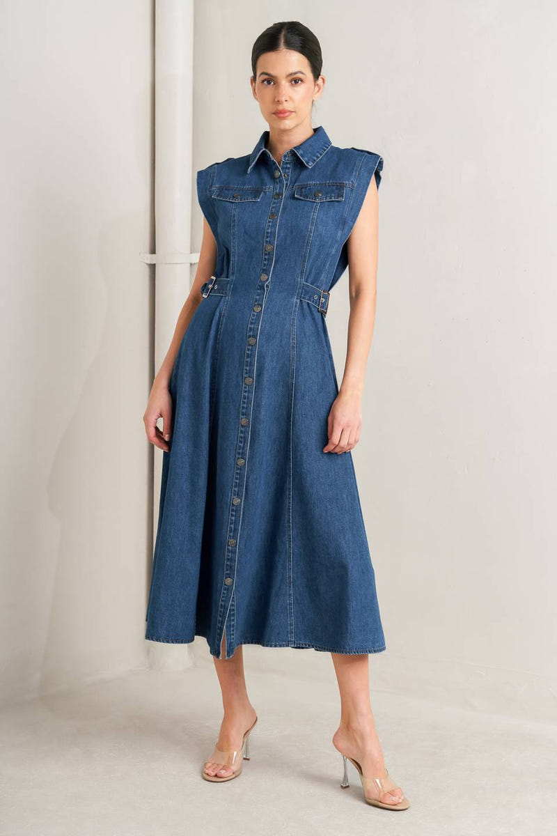 ICON VINTAGE DENIM MIDI DRESS