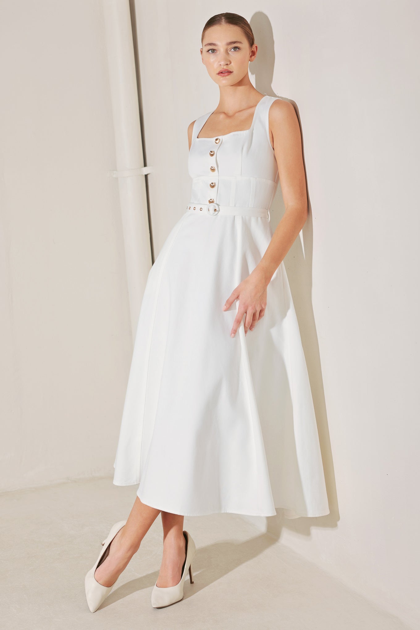 SUMMER SOCIAL WHITE MIDI DRESS