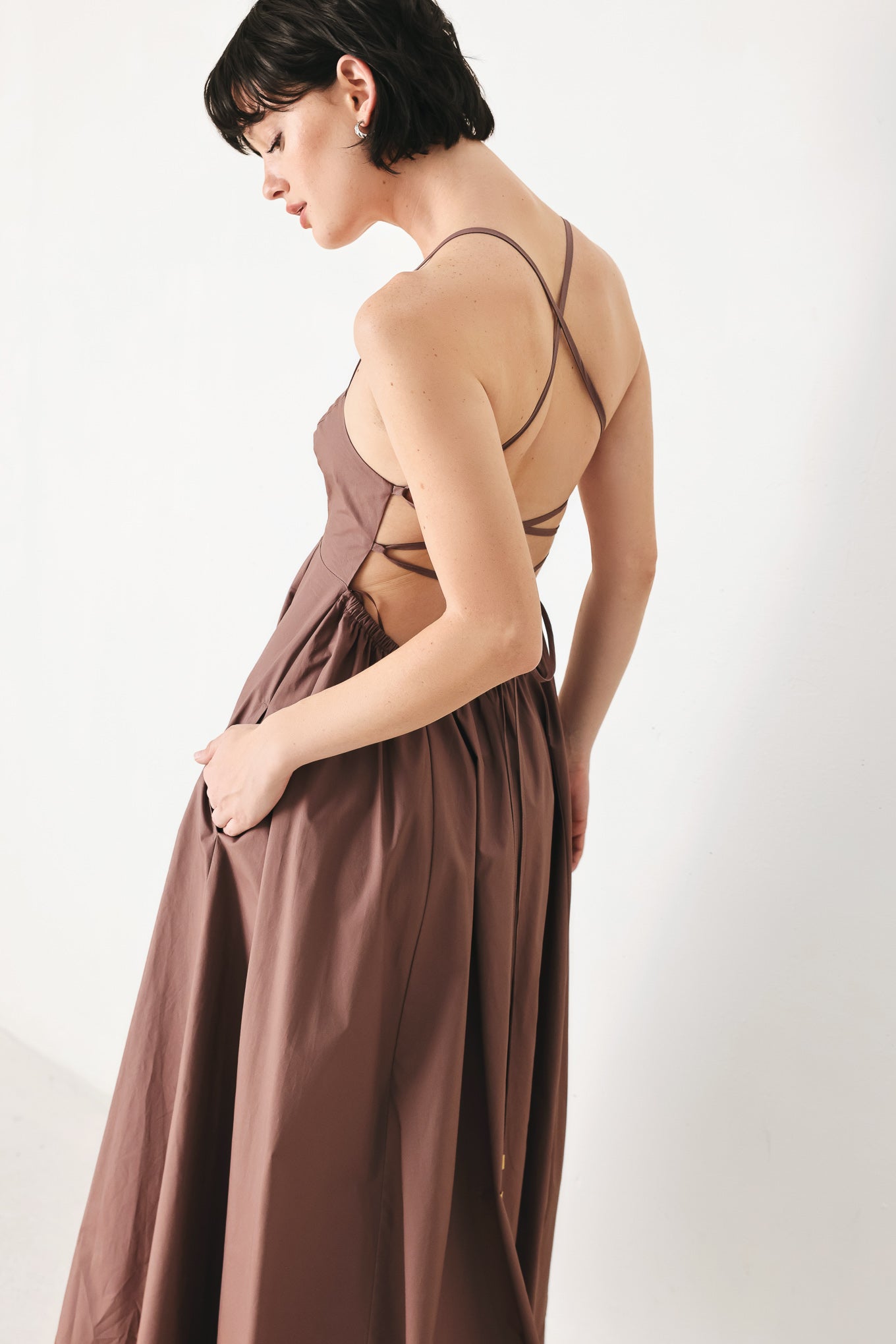 satin open back midi dress Adelai Open Back Satin Maxi Dress Shop American Threads Women's Trendy Online Boutique Green / L