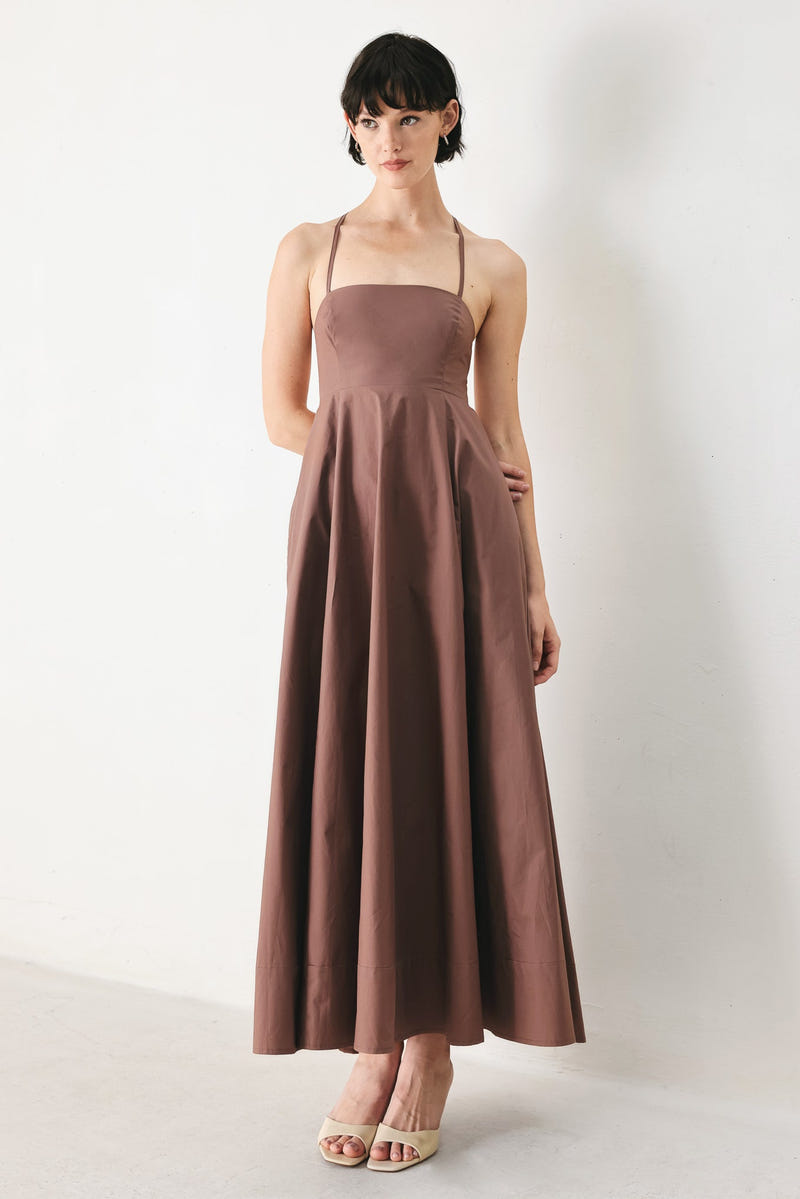 PURE LINE OPEN BACK MIDI DRESS