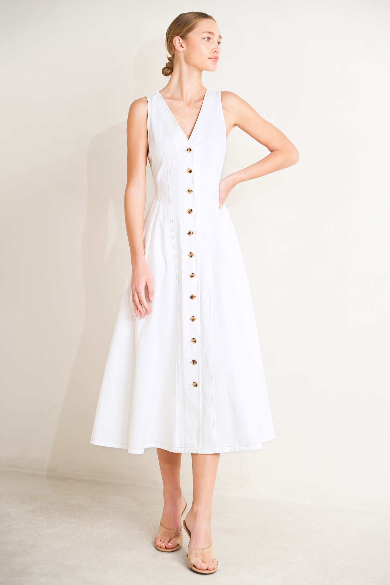 ELEGANTLY YOURS WHITE MIDI DRESS
