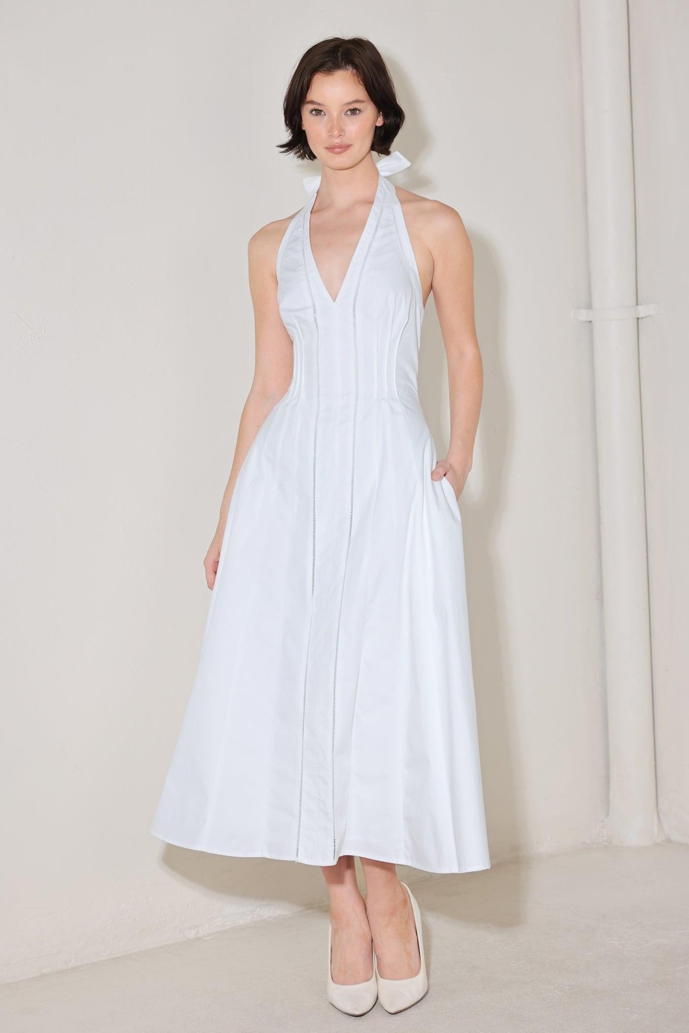 sky halter dress Women's Cordelia Halter Maxi Dress Sky Blue XS/S/M/L/XL/Customize MEAN BLVD Sky Blue / XS