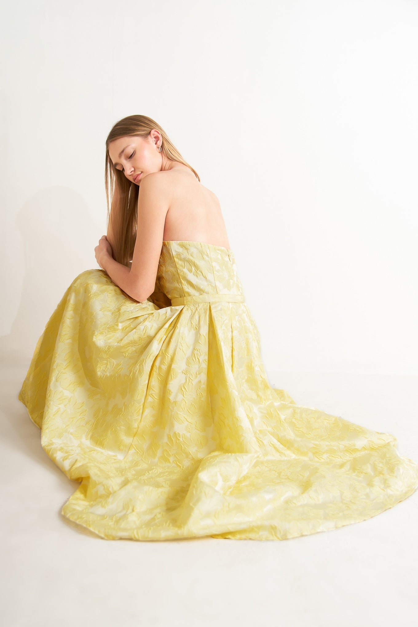yellow midi silk dress FLOSS SHEER SILK DRESS IN YELLOW