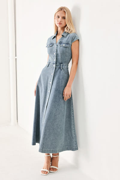 CLASSIC APPEAL - ACID WASH DENIM SHIRT DRESS