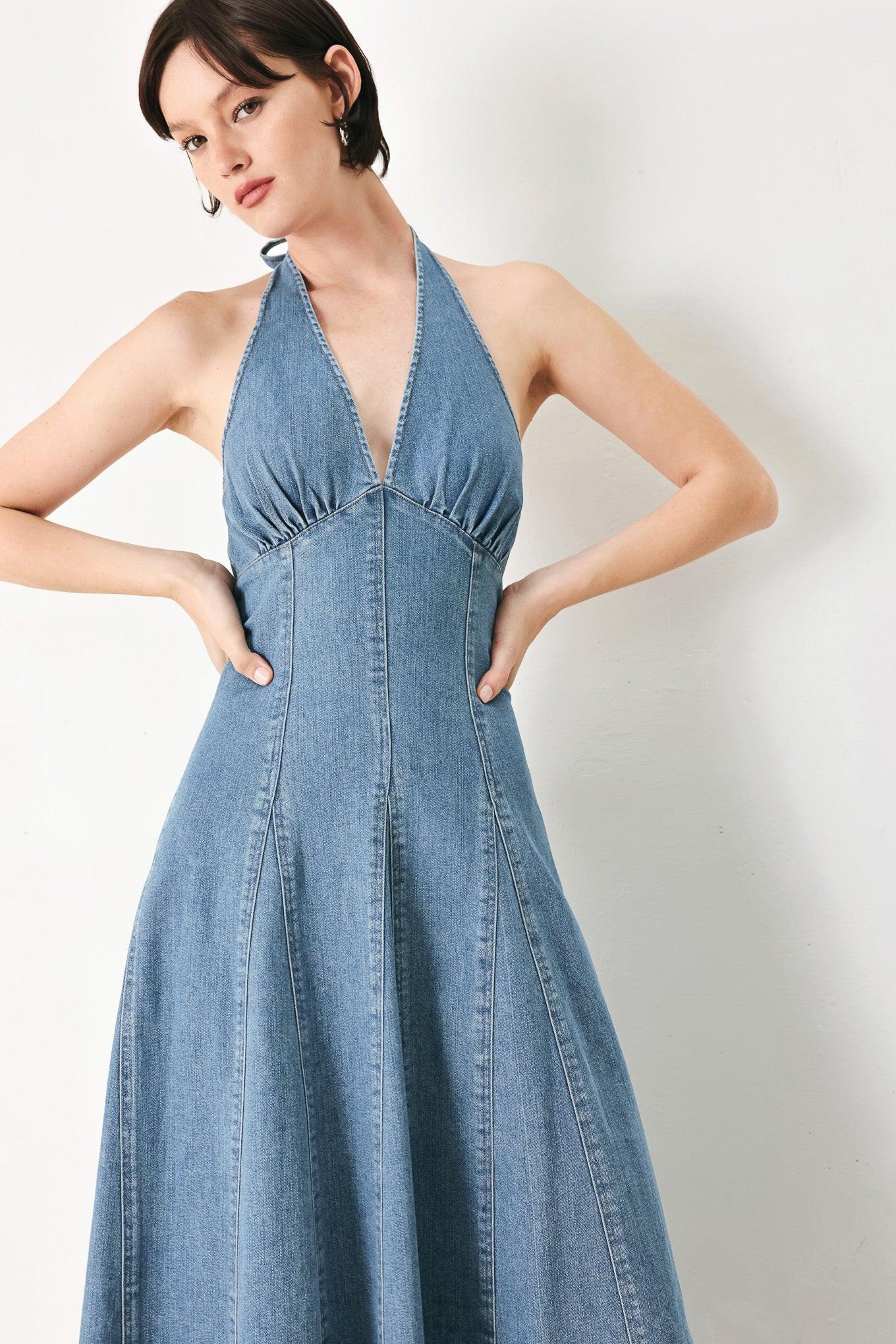 denim formal dress Jovani 43341 Long Floral Gown Prom 8 Colors Rosetta Strappy Denim Maxi Dress