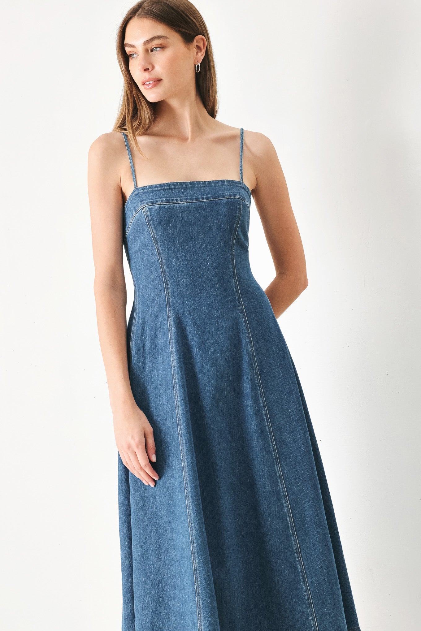 Lady Black Tie - Summer Indigo Denim Midi Dress - Size L Lady Black Tie - Summer Indigo Denim Midi Dress - Size L