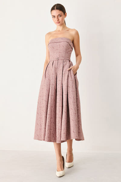 ROSETTE BANDEAU - MAUVE MIDI DRESS