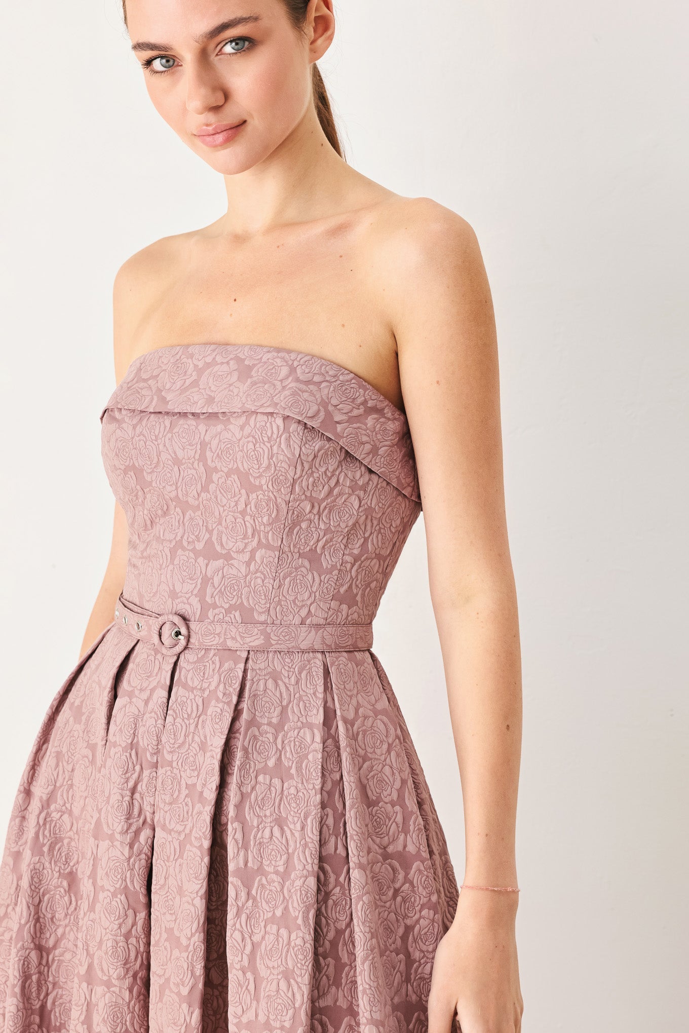 ROSETTE BANDEAU - MAUVE MIDI DRESS
