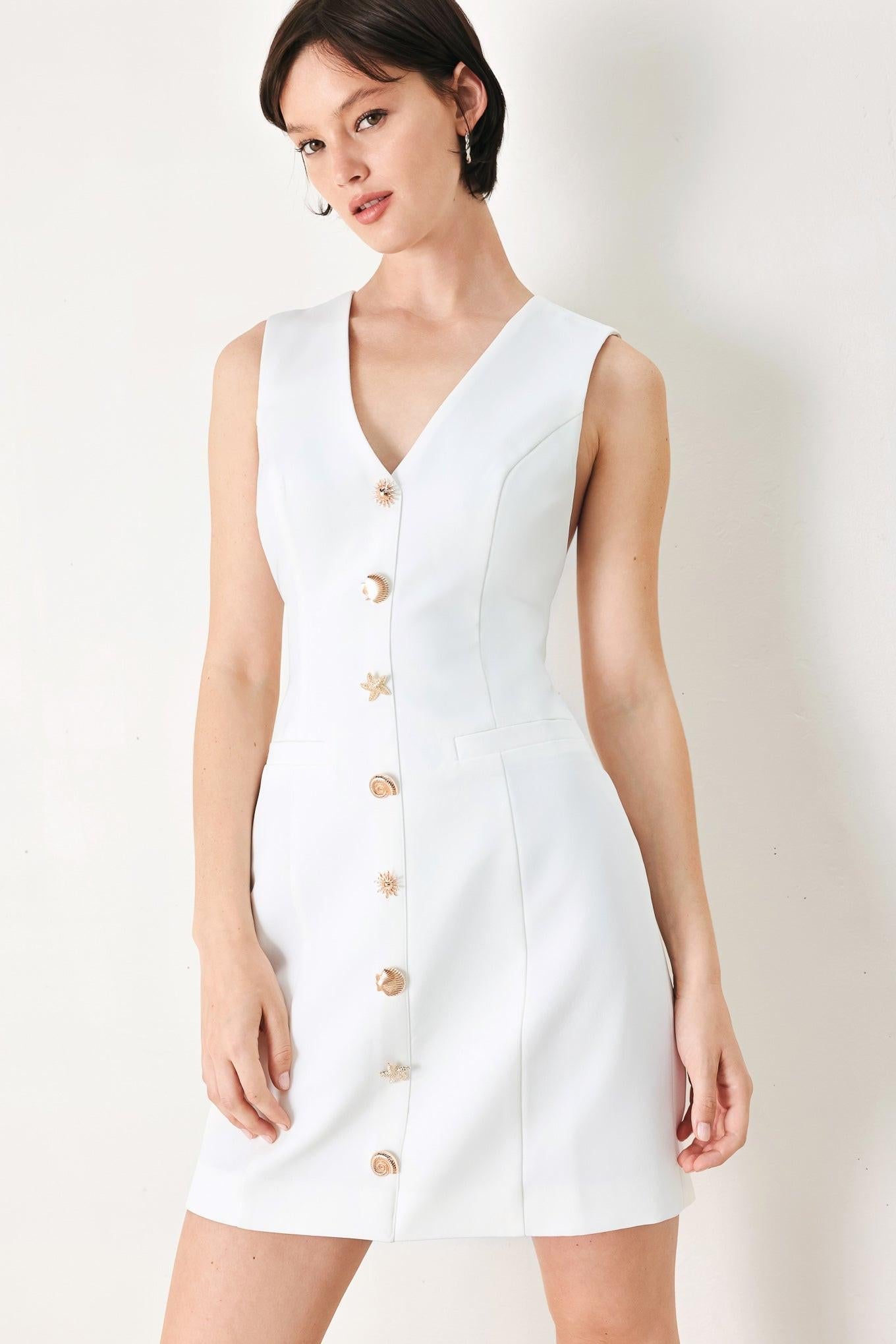 Seashell Sweetheart White Mini Dress