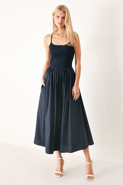 EASY BREEZE NAVY MIDI DRESS - FINAL SALE