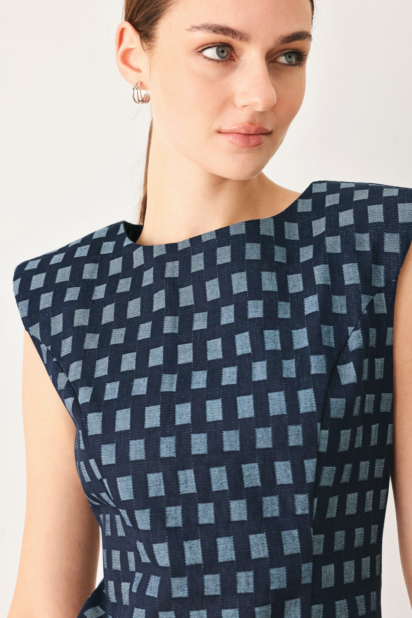 COOL GIRL CHECK - JACQUARD DENIM MINI DRESS