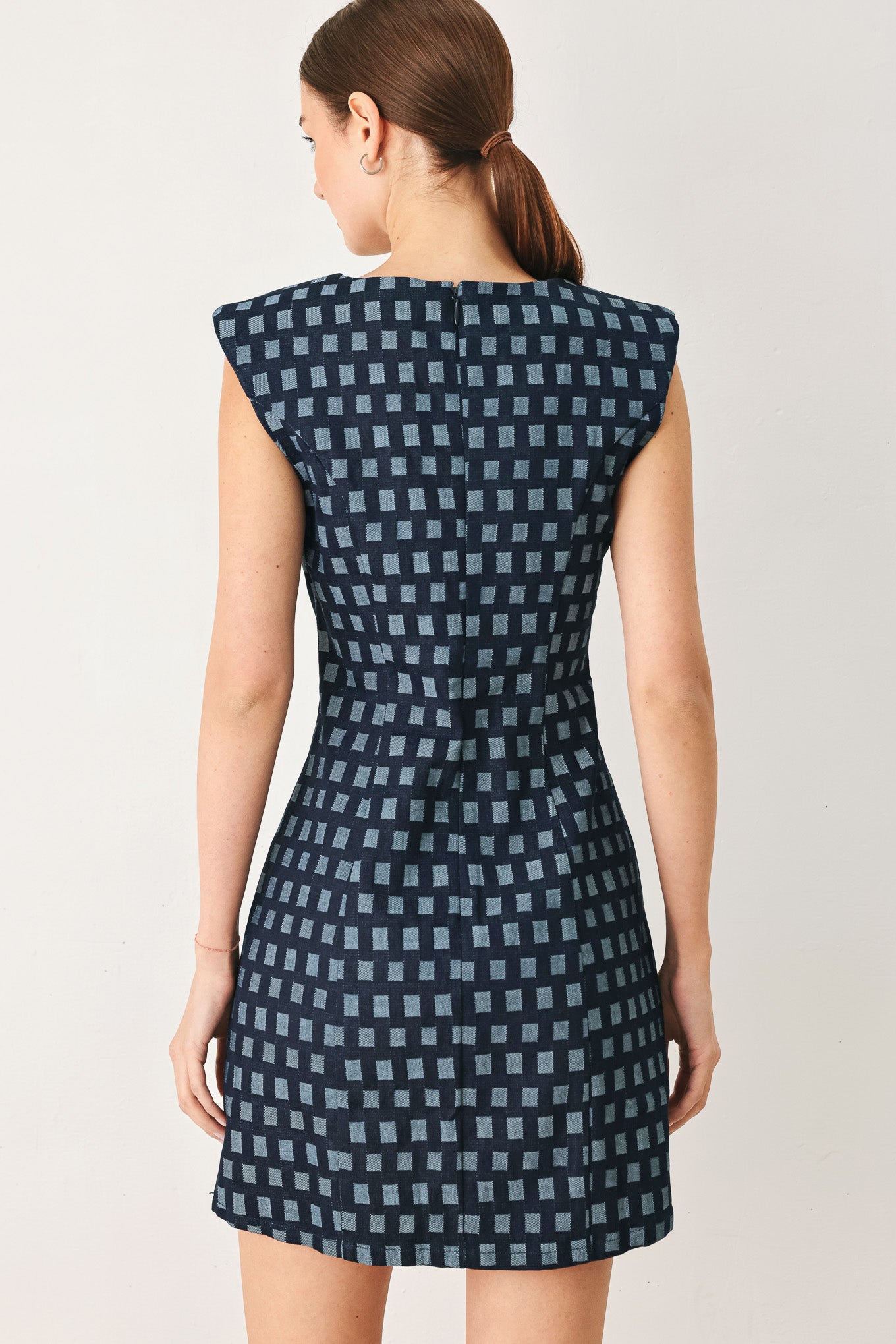 COOL GIRL CHECK - JACQUARD DENIM MINI DRESS
