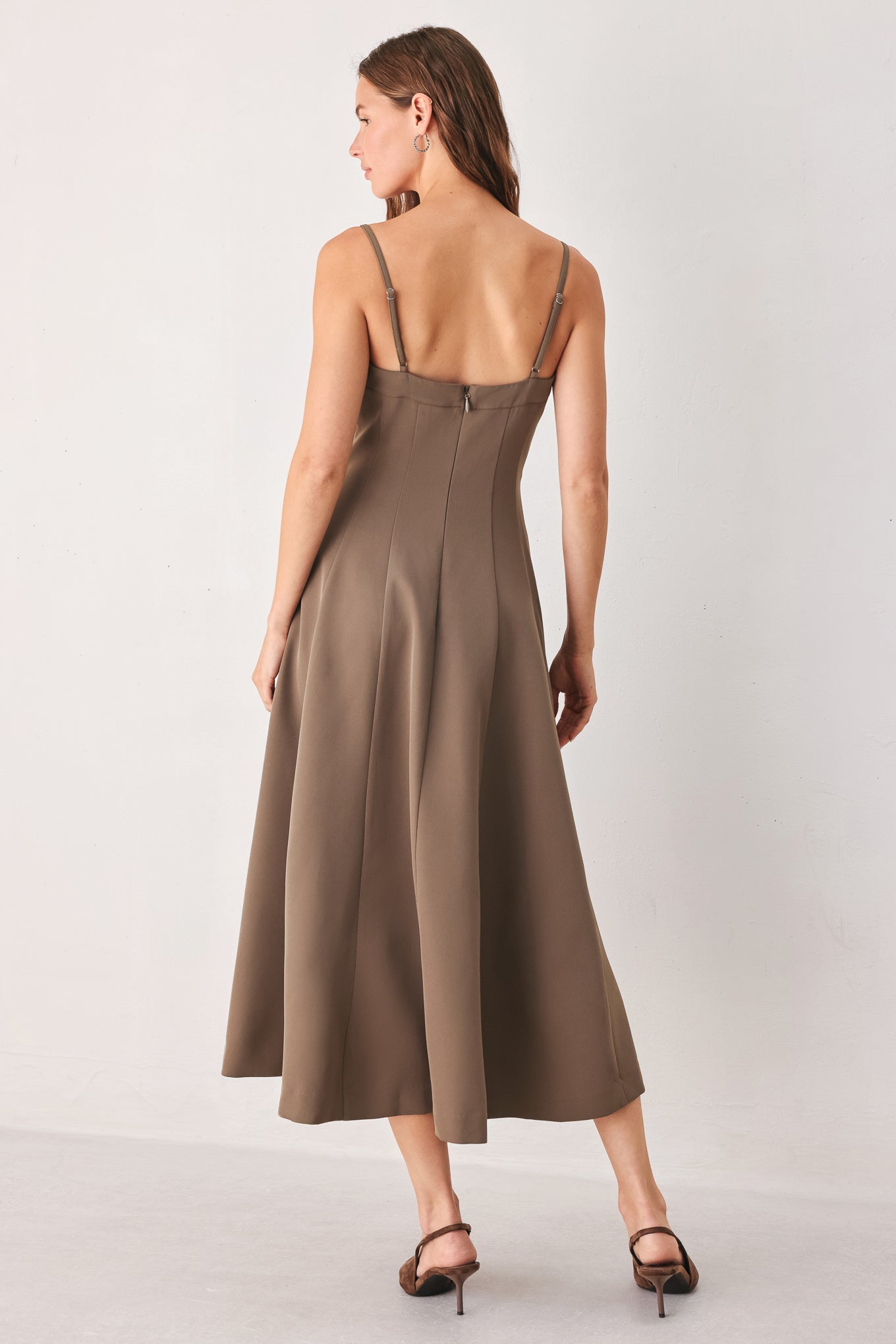 COFFEE BEAN SWING - MOCHA MIDI DRESS