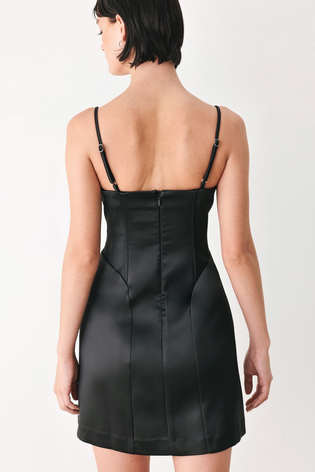FD2421 BLACK - Midnight Corset Woven Mini Dress | Lady Black Tie