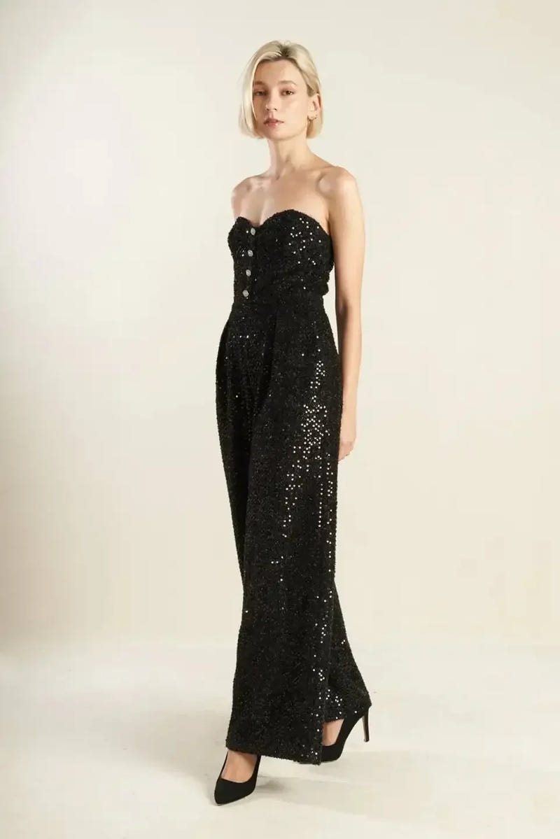 Sorelle Jumpsuit - Black Sequin